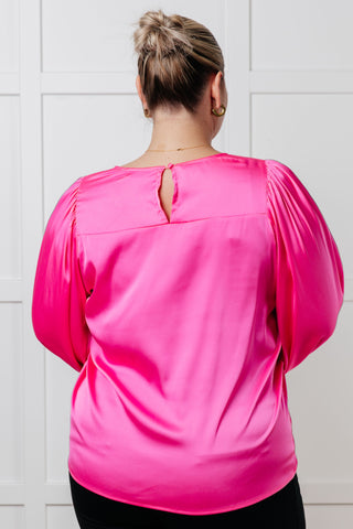 One Eleven North Not Exaggerating Satin Puff Sleeve Blouse