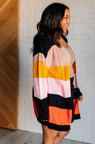 One Eleven North Not Quite Sure Striped Open Front Cardigan