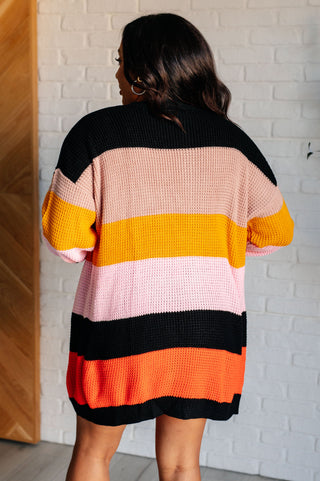 One Eleven North Not Quite Sure Striped Open Front Cardigan