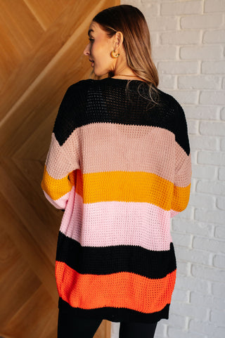 One Eleven North Not Quite Sure Striped Open Front Cardigan