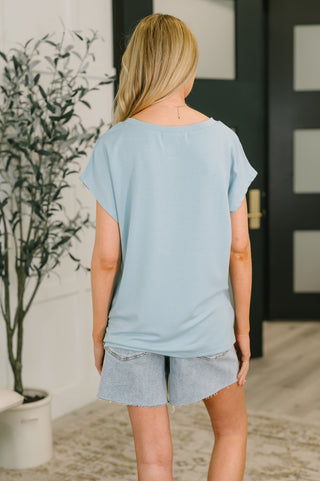 One Eleven North Not So Basic Pocket Tee in Blue
