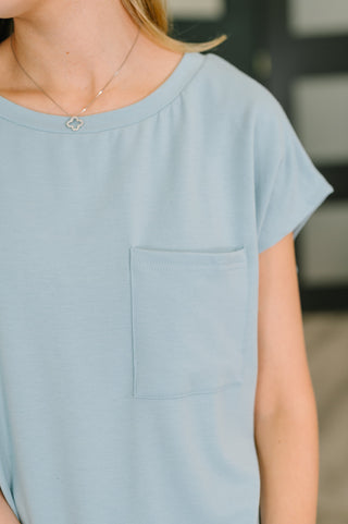 One Eleven North Not So Basic Pocket Tee in Blue