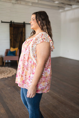 Jodifl Not So Serious Floral Blouse in Pink