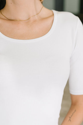 Yelete Nothing to Prove U-Neck Half Sleeve Top in White