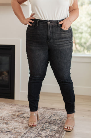 Judy Blue Octavia High Rise Control Top Skinny Jeans in Washed Black - Exclusive