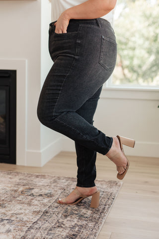 Judy Blue Octavia High Rise Control Top Skinny Jeans in Washed Black - Exclusive