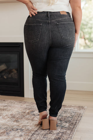Judy Blue Octavia High Rise Control Top Skinny Jeans in Washed Black - Exclusive