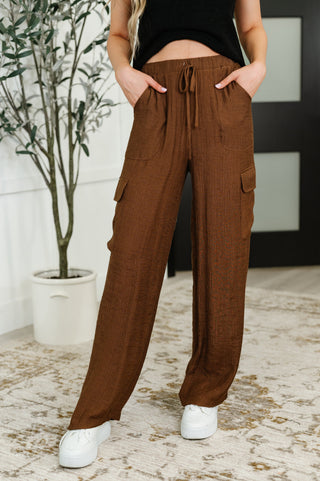 Blu Pepper Off Duty Straight Leg Cargo Pants in Brown