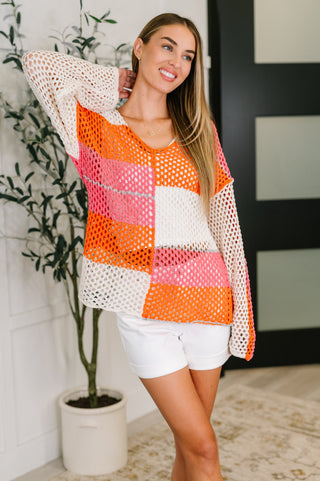 Very J Off the Grid Net Color Block Layering Top
