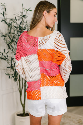 Very J Off the Grid Net Color Block Layering Top