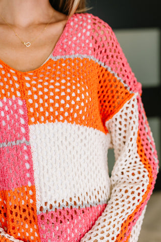 Very J Off the Grid Net Color Block Layering Top