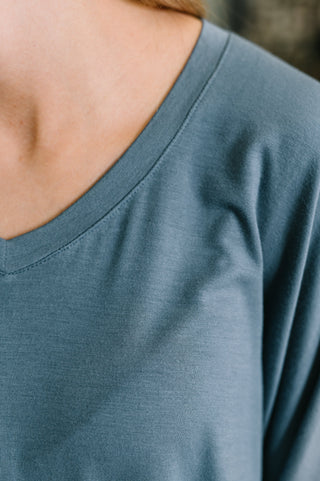 Ol' Reliable Top and Bottom Lounge Set in Dusty Blue