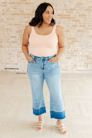 Judy Blue Olivia High Rise Wide Leg Crop Jeans in Medium Wash - Exclusive