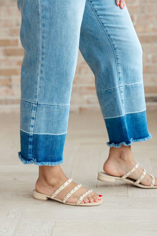 Judy Blue Olivia High Rise Wide Leg Crop Jeans in Medium Wash - Exclusive