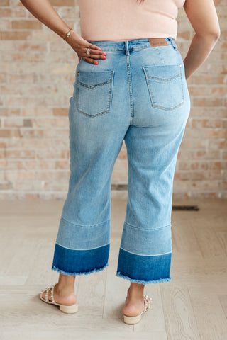 Judy Blue Olivia High Rise Wide Leg Crop Jeans in Medium Wash - Exclusive
