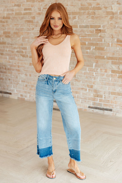 Judy Blue High Rise Release Hem Wide Leg Crop Jeans 88705 - Exclusive-Jeans-Sunshine and Wine Boutique
