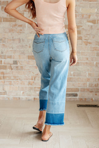 Judy Blue Olivia High Rise Wide Leg Crop Jeans in Medium Wash - Exclusive