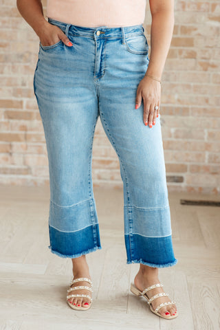 Judy Blue Olivia High Rise Wide Leg Crop Jeans in Medium Wash - Exclusive