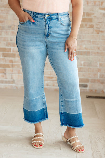 Judy Blue High Rise Release Hem Wide Leg Crop Jeans 88705 - Exclusive-Jeans-Sunshine and Wine Boutique