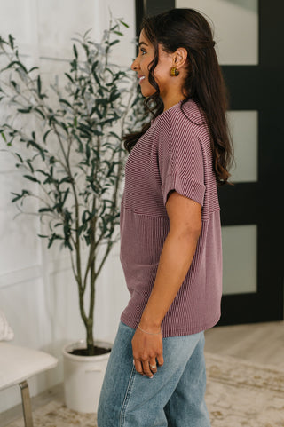 One Eleven North On Repeat Cable Ribbed Knit Tee