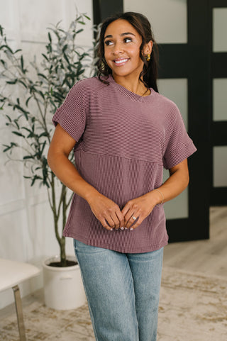 One Eleven North On Repeat Cable Ribbed Knit Tee