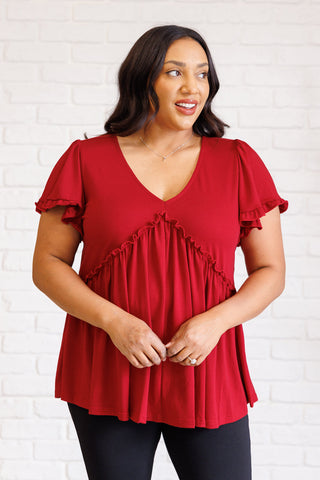 One Eleven North One Day Soon V-Neck Ruffle Detail Top