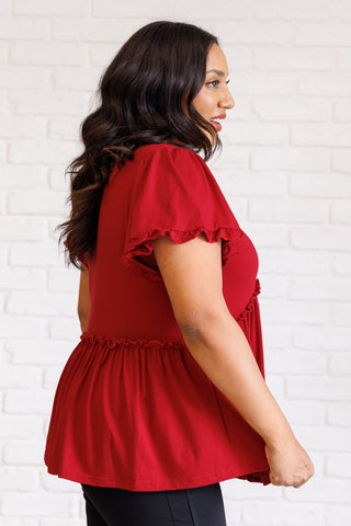 One Eleven North One Day Soon V-Neck Ruffle Detail Top