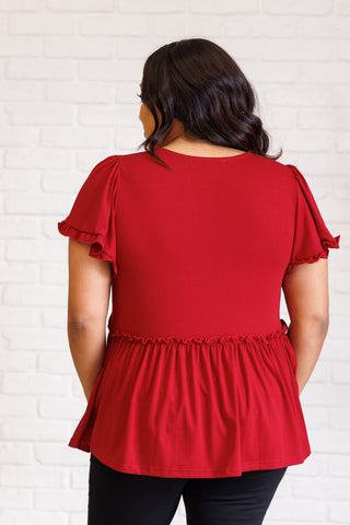 One Eleven North One Day Soon V-Neck Ruffle Detail Top