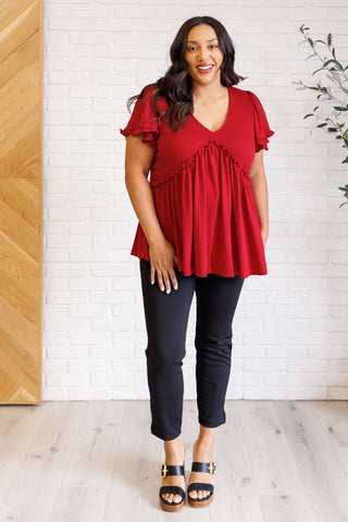 One Eleven North One Day Soon V-Neck Ruffle Detail Top