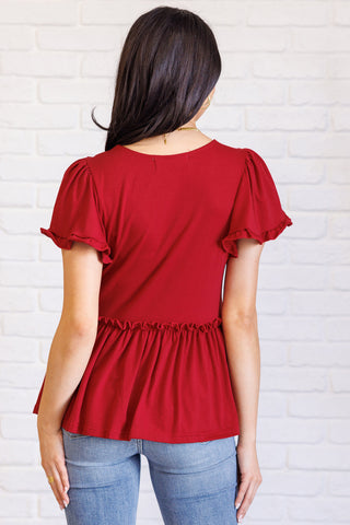 One Eleven North One Day Soon V-Neck Ruffle Detail Top