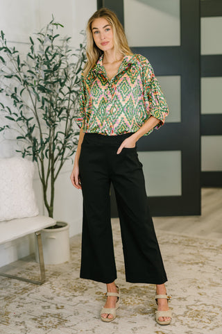 One Eleven North Optical Illusion Button Up Blouse