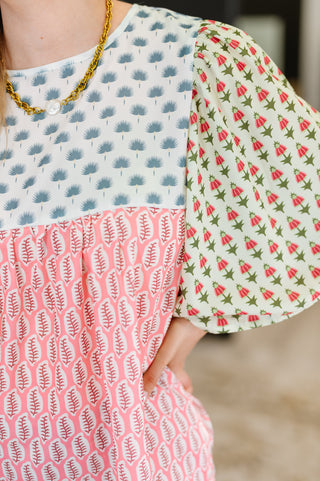One Eleven North Outside Advantage Mixed Print Boho Blouse