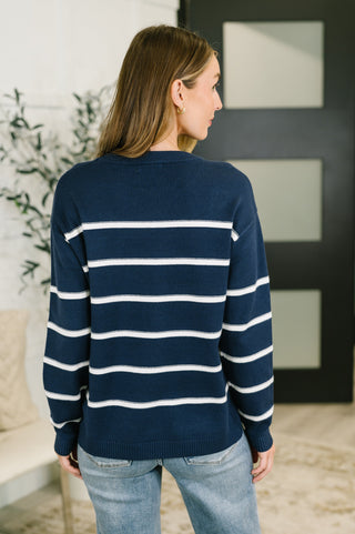 Zenana Parallel Lives Drop Shoulder Casual Top in Navy