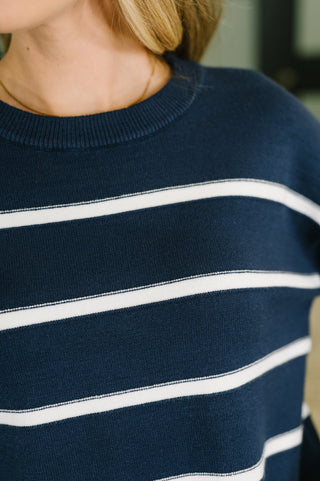 Zenana Parallel Lives Drop Shoulder Casual Top in Navy