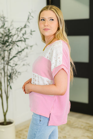 7th Ray Parlour Picnic Color Block Knit Top in Pink