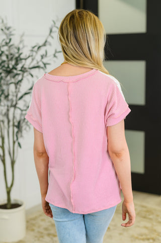 7th Ray Parlour Picnic Color Block Knit Top in Pink