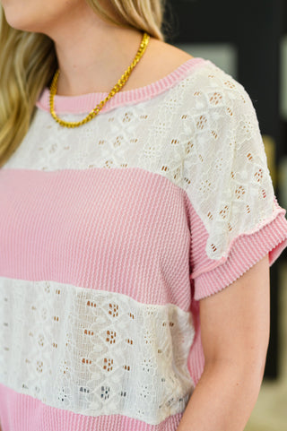 7th Ray Parlour Picnic Color Block Knit Top in Pink