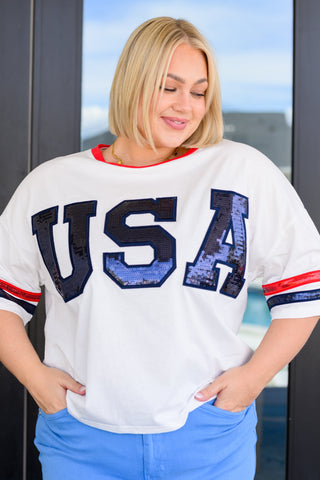 BiBi Party In The USA Drop Shoulder Top