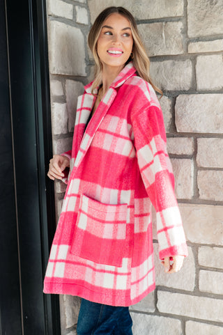 Davi & Dani Passion in Plaid Coat in Pink