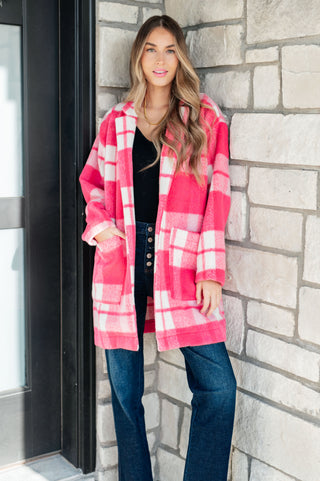 Davi & Dani Passion in Plaid Coat in Pink
