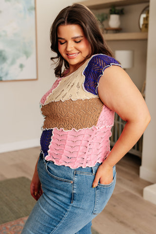 POL Patch Me Up Patchwork Knit Top