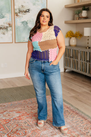 POL Patch Me Up Patchwork Knit Top