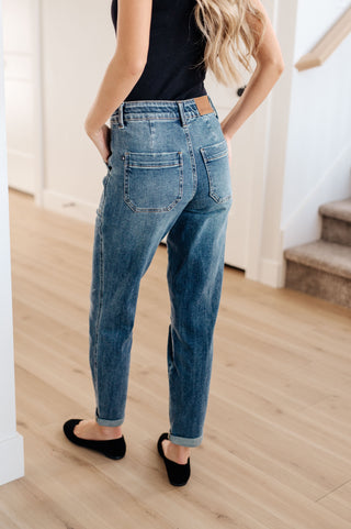 Judy Blue Payton Pull On Denim Joggers in Medium Wash - Exclusive