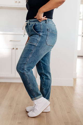 Judy Blue Payton Pull On Denim Joggers in Medium Wash - Exclusive