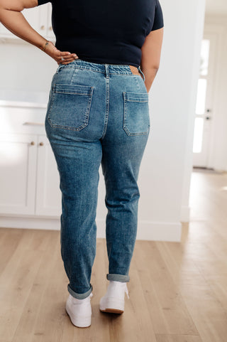 Judy Blue Payton Pull On Denim Joggers in Medium Wash - Exclusive