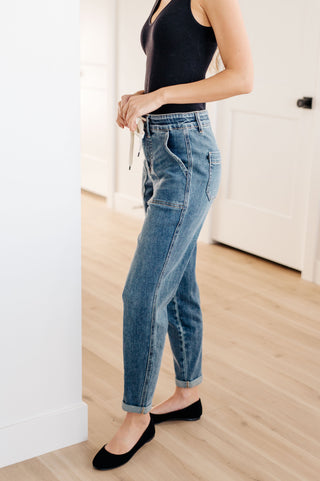 Judy Blue Payton Pull On Denim Joggers in Medium Wash - Exclusive