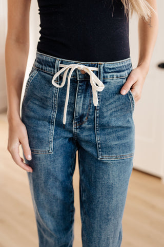 Judy Blue Payton Pull On Denim Joggers in Medium Wash - Exclusive