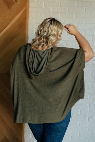 White Birch Perfectly Poised Hooded Poncho in Olive