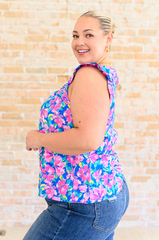 Emily Wonder Petals on the Moon Flutter Sleeve Blouse in Royal Pink