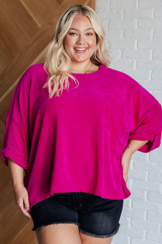 White Birch Pink Thoughts Chenille Blouse